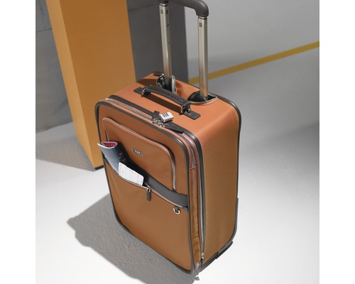 Brauner Trolley Koffer mit Ausziehgriff und Zahlenschloss