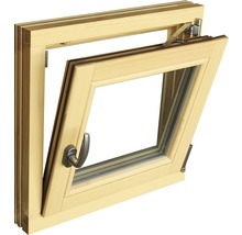 Geöffnetes Holzfenster mit Griff
