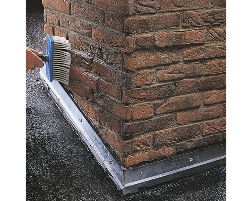 Reinigung einer Ziegelmauer mit einer Bürste