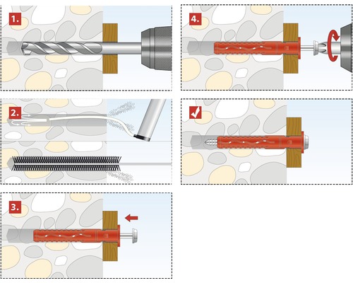 Anleitung zur Dübelmontage in fünf Schritten