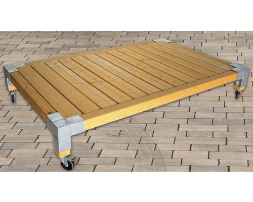 Holzplattform mit Rollen und Eckverbindern