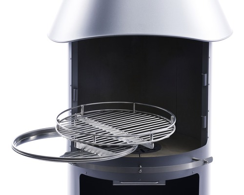 Säulengrill mit Grillrost und Ablage