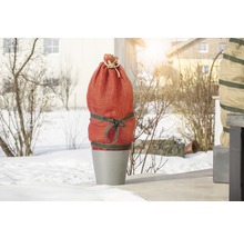 Pflanze im Topf mit Winterschutzsack