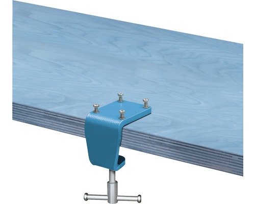 Tischbefestigung mit Schraubzwinge an einer Tischplatte