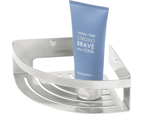 Eckregal aus Metall mit Duschgel