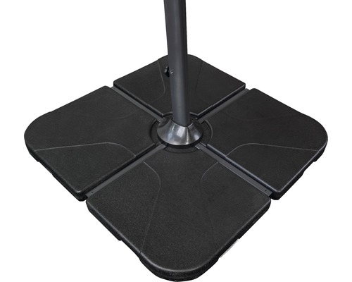 Sonnenschirmständer aus Kunststoff mit vier quadratischen Platten