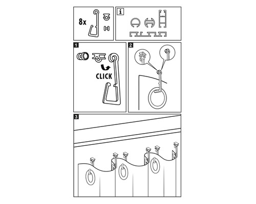 Anleitung zur Montage von Gardinenhaken und Gardinenringen