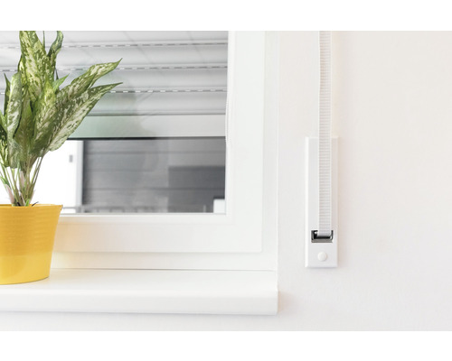 Innenansicht mit Fenster, Jalousie und Gurtwickler