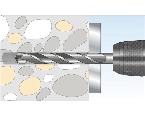 Bohrer bohrt ein Loch in eine Steinwand