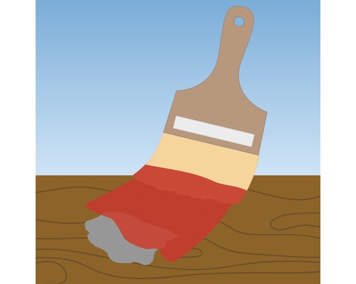 Illustration eines Pinsels beim Auftragen von Farbe auf Holz