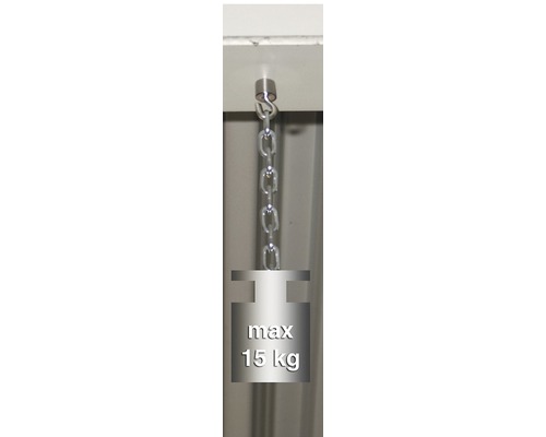 Magnetischer Deckenhaken mit Kette und einer maximalen Tragkraft von 15 Kilogramm.