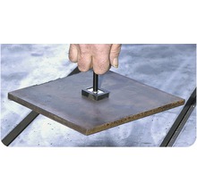 Vierkant Stahlplatte mit Halterung und Hand