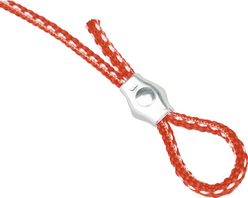Rotes Textilseil mit Schlaufe und silberfarbenem Verschluss