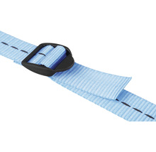 Hellblaues Textilband mit schwarzer Schnalle