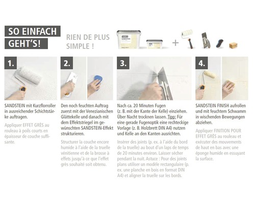 Anleitung zur Verarbeitung von Sandstein Effektfarbe mit Werkzeugen