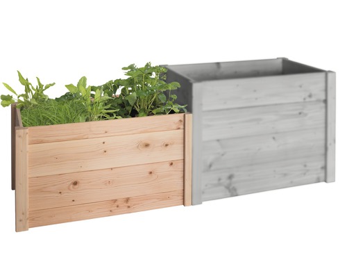 Hochbeet aus Holz mit Bepflanzung