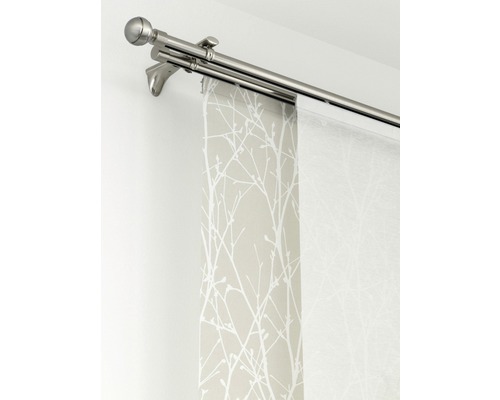 Doppelgardinenstange mit Flächenvorhängen und Baumdesign