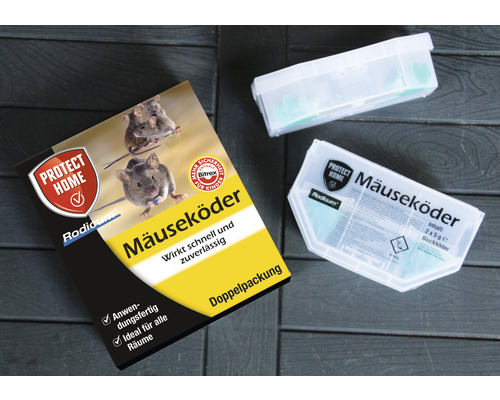 Mäuseköder in einer Doppelpackung mit Köderboxen