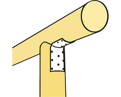 Illustration einer Holzbalkenverbindung mit Lochblechverbinder