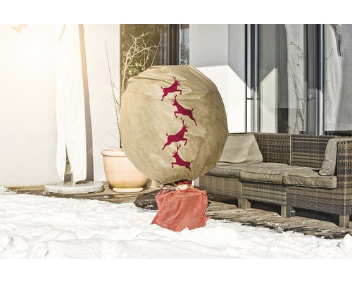 Pflanzenschutzhaube mit Hirschmotiv im Wintergarten