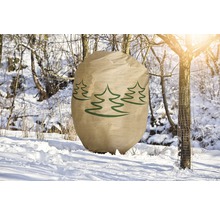 Winterschutzsack für Pflanzen mit Tannenbaum Motiv im Schnee
