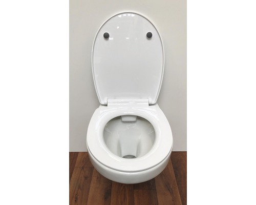 Weißes WC mit geöffnetem WC-Sitz