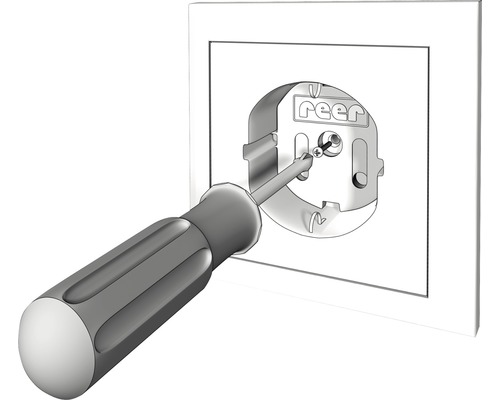 Montage einer Reer Steckdosensicherung mit Schraubenzieher