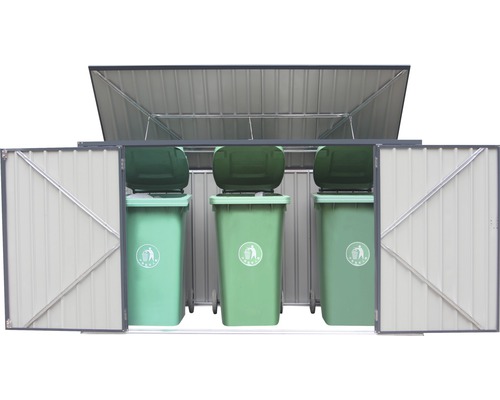 Mülltonnenbox mit drei Mülltonnen
