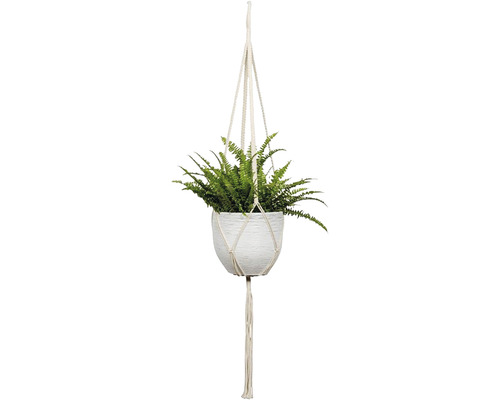 Makramee Blumenampel L 120 cm Baumwolle weiß