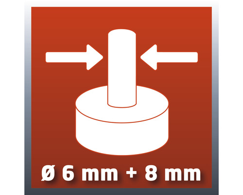 Symbol für geeignet für Durchmesser 6 mm plus 8 mm