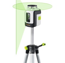 Laserliner Rotationslaser mit Stativ und grünen Laserlinien