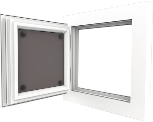 Revisionsklappe aus Kunststoff, geöffnet.