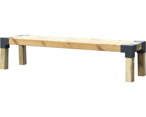 Holzbank mit Metallverbindungen