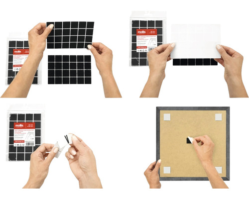 Montageklebeband in quadratischer Form zur Befestigung von Gegenständen