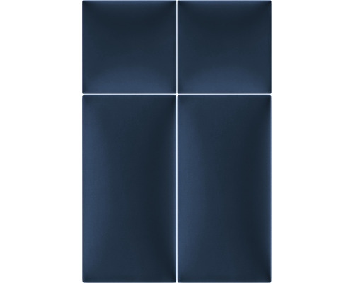 Vier blaue Wandfliesen mit geraden Kanten