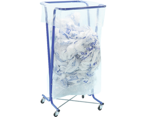 Wäschewagen mit Rollen und Wäschesack gefüllt mit Wäsche