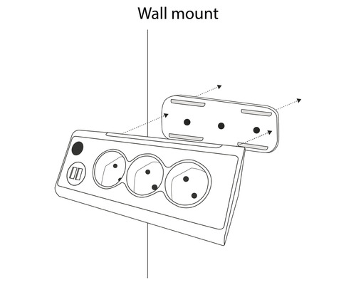 Illustration einer Steckdosenleiste mit Wandmontage