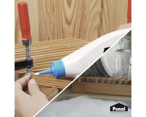 Darstellung von Holzleim bei Reparaturarbeiten und zum Verkleben von Geschirr