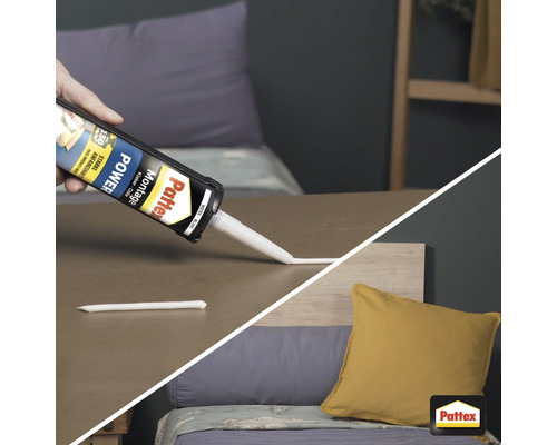 Auftragen von Pattex Montagekleber Power auf eine Oberfläche