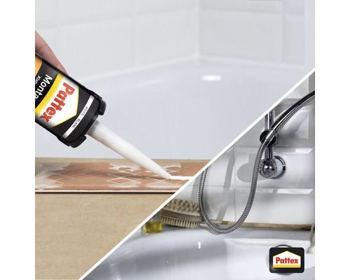 Anwendung von Pattex Montage-Klebstoff im Badezimmer
