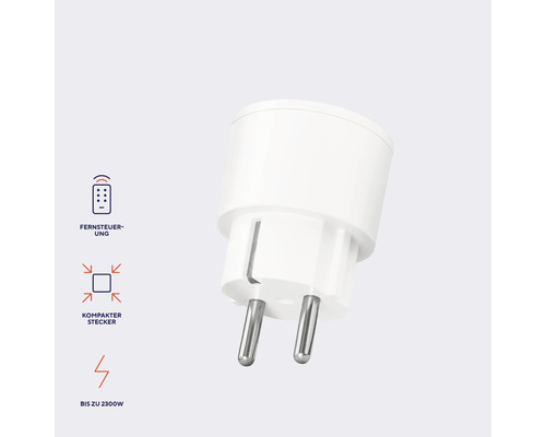 Intelligente Steckdose für Fernsteuerung und kompakte Stecker bis zu 2300 Watt
