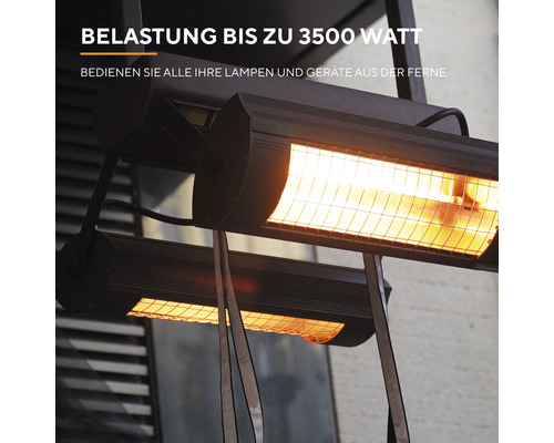Zwei Heizstrahler für den Außenbereich mit einer maximalen Belastung von bis zu 3500 Watt.