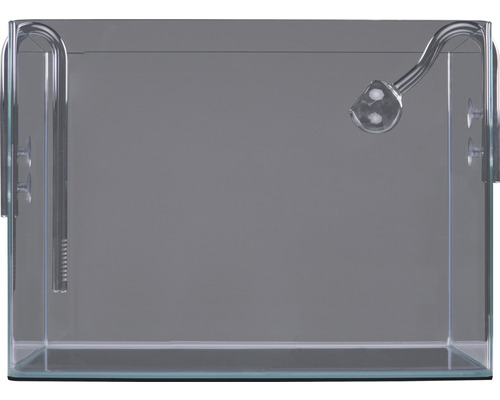 Leeres Aquarium mit Filtern und Zubehör.