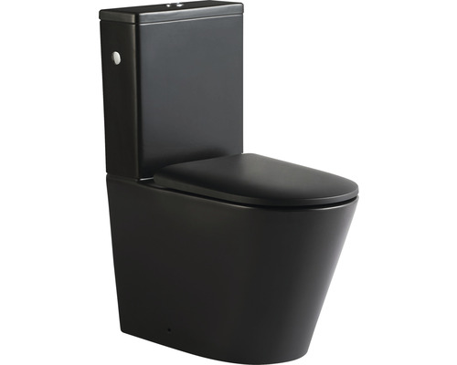 Standtiefspülklosett Kombination Jungborn Floriel spülrandlose schwarz matt mit WC-Sitz