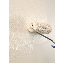 Farbe wird mit einer Farbwalze auf eine Wand aufgetragen.