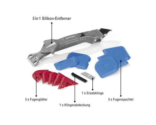 Silikonentferner 5 in 1 Set mit Fugenglättern und Fugenspachteln