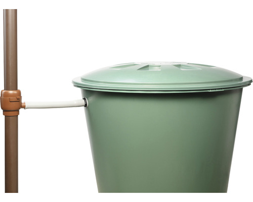 Regentonne mit Deckel und Fallrohranschluss