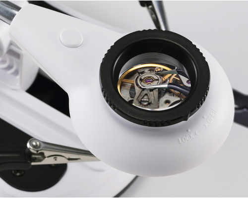 Lupenleuchte mit Uhrenmechanismus zur Inspektion