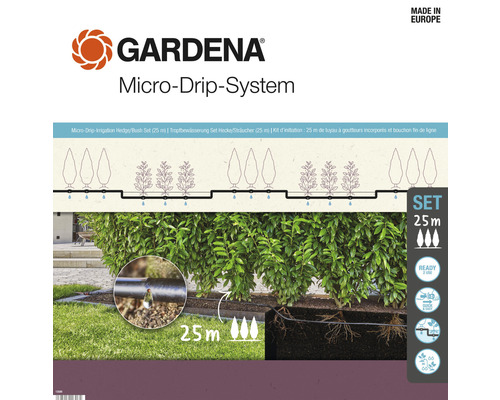 Gardena Micro-Drip-System Heckenset zur Bewässerung von Hecken und Sträuchern, 25 Meter
