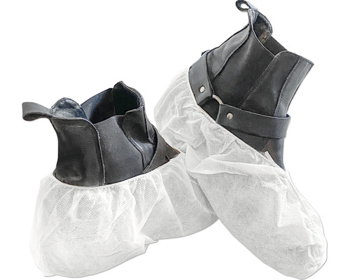 Schuhüberzieher an zwei Schuhen